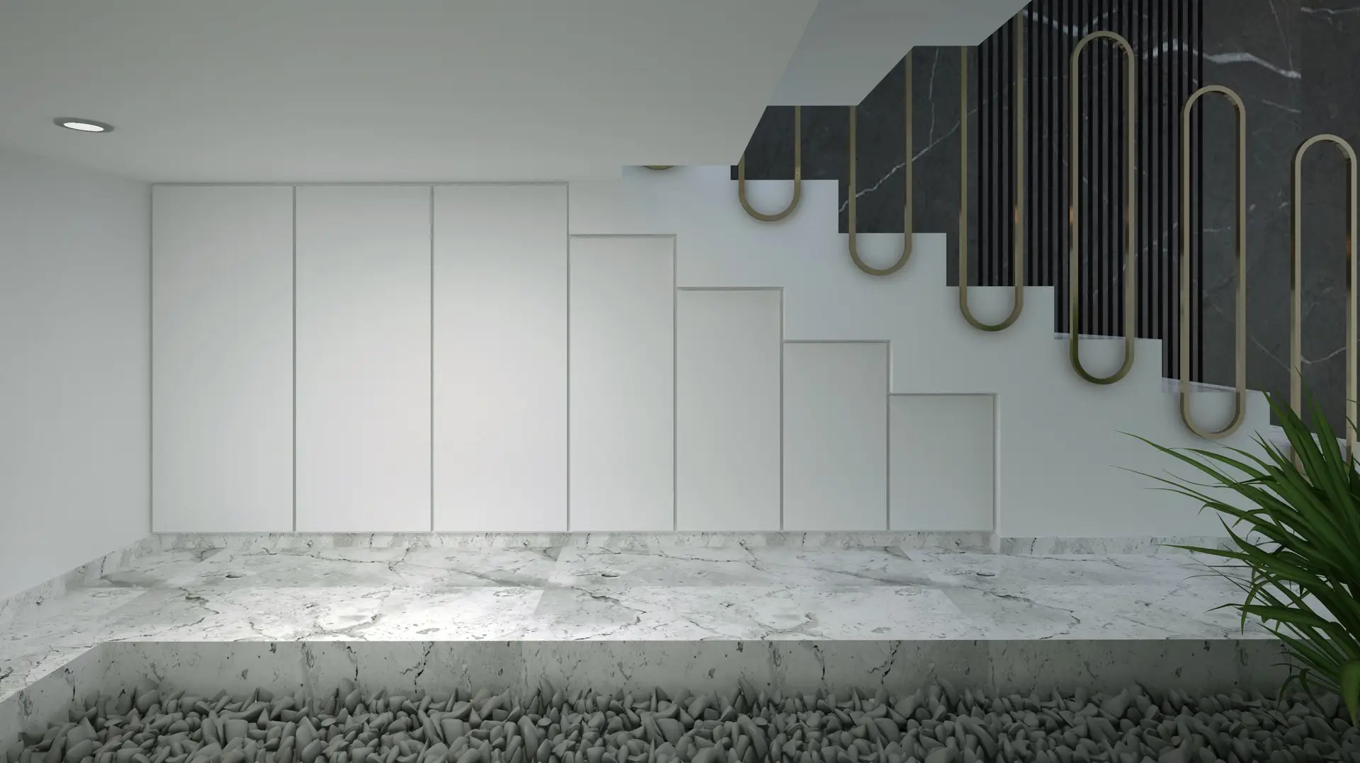 Intérieur de luxe FervellianluxeLodge avec escalier moderne