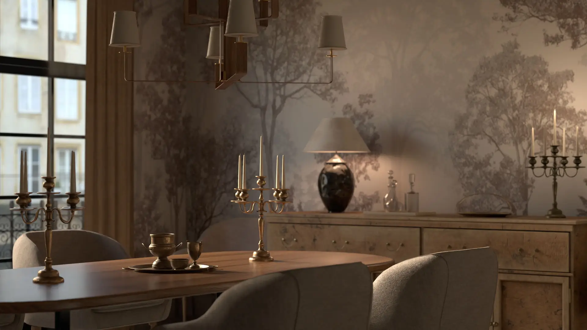 Détails de matériaux nobles et décoration classique